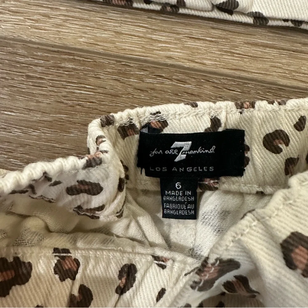 7 For All Mankind Kids Taupe Cheetah Denim 2 Piece Long Sleeve/Pant Set Sz 6 NWT